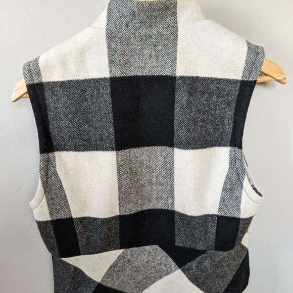 Ladies Wool Blend Buffalo Check Plaid Gap Lapel Vest - Picture 2 of 3
